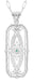 Vintage 1930's Style Ichthys Filigree Emerald Pendant Necklace in Sterling Silver