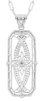Art Deco Filigree Vintage Sapphire Ichthys Fish Necklace - Sterling Silver 1930's Pendant Design