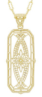 1930's Art Deco Filigree Ichthus Diamond Pendant in Yellow Gold Vermeil Over Sterling Silver
