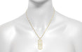 Vintage Style 1930's Deco Filigree Emerald Ichthus Pendant Necklace in Yellow Gold Vermeil Over Sterling Silver