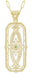 Vintage Style 1930's Deco Filigree Emerald Ichthus Pendant Necklace in Yellow Gold Vermeil Over Sterling Silver