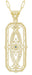 1930's Vintage Inspired Filigree Sapphire Ichthus Pendant in Yellow Gold Vermeil Over Sterling Silver