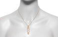 Model wearing Rose Gold Art Nouveau Antique Filigree Cartouche Fleur De Lys Diamond Pendant - N164RD
