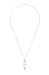Fleur de Lys Art Nouveau Cartouche Emerald Pendant in Sterling Silver