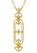 Yellow Gold Vermeil 1910 Era Fleur de Lys Art Nouveau Cartouche Emerald Pendant