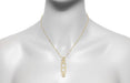 Art Nouveau Filigree Fleur De Lys Cartouche Ruby Pendant Necklace in Yellow Gold Vermeil Over Sterling Silver