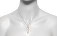 1910 Art Nouveau Filigree Fleur de Lys Blue Sapphire Pendant Necklace in Yellow Gold Over Sterling Silver