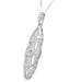 Art Deco Filigree Sky Blue Topaz Lozenge Necklace in Sterling Silver