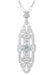 Art Deco Filigree Sky Blue Topaz Lozenge Necklace in Sterling Silver