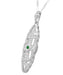 Art Deco Geometric Lozenge Filigree Emerald Pendant in Sterling Silver