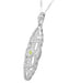 1920's Filigree Peridot Pendant Necklace in Sterling Silver - Art Deco Lozenge Shape