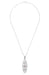 Filigree Art Deco Pink Sapphire Lozenge Shape Necklace in Sterling Silver