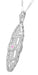 Filigree Art Deco Pink Sapphire Lozenge Shape Necklace in Sterling Silver