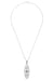 1920's Art Deco Filigree North South Ruby Pendant Necklace in Sterling Silver