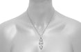 1920's Art Deco Filigree North South Ruby Pendant Necklace in Sterling Silver
