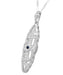 1920's Vintage Inspired Sapphire Filigree Art Deco Pendant in Sterling Silver - Lozenge Shape