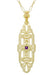 Filigree Lozenge Art Deco Amethyst Necklace in Yellow Gold Vermeil Over Sterling Silver