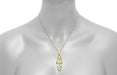 1920's Art Deco Filigree Sky Blue Topaz Necklace in Yellow Gold Over Sterling Silver