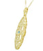 1920's Art Deco Filigree Sky Blue Topaz Necklace in Yellow Gold Over Sterling Silver