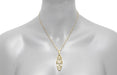 Filigree Lozenge Shape 1920's Art Deco Pink Sapphire Necklace in Sterling Silver with Yellow Gold Vermeil