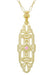 Filigree Lozenge Shape 1920's Art Deco Pink Sapphire Necklace in Sterling Silver with Yellow Gold Vermeil