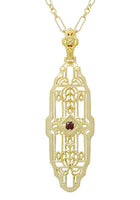 Vintage Inspired Lozenge Shape Art Deco Ruby Pendant - Yellow Gold Over Sterling Silver