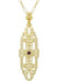 Vintage Inspired Lozenge Shape Art Deco Ruby Pendant - Yellow Gold Over Sterling Silver