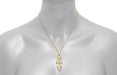 1920's Art Deco Filigree Lozenge Shape Blue Sapphire Pendant Necklace in Sterling Silver with Yellow Gold Vermeil
