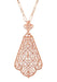 Edwardian Rose Gold Vermeil Scalloped Leaf Dangling Filigree Pendant Necklace