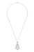 Scalloped Leaf Dangling Filigree Edwardian Pendant Necklace in Sterling Silver