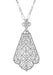 Scalloped Leaf Dangling Filigree Edwardian Pendant Necklace in Sterling Silver
