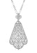 Scalloped Leaf Dangling Filigree Edwardian Pendant Necklace in Sterling Silver