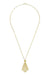 Edwardian Scalloped Leaf Dangling Filigree Pendant Necklace in Sterling Silver with Yellow Gold Vermeil