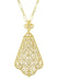 Edwardian Scalloped Leaf Dangling Filigree Pendant Necklace in Sterling Silver with Yellow Gold Vermeil