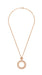 Art Deco Eternal Circle of Love Filigree Pendant Necklace in Sterling Silver with Rose Gold Vermeil
