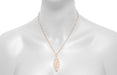 Filigree Leaf Art Deco Rose Gold Vermeil Diamond Pendant Necklace in Sterling Silver