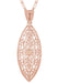 Filigree Leaf Art Deco Rose Gold Vermeil Diamond Pendant Necklace in Sterling Silver