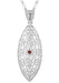 1920's Art Deco Dangling Leaf Filigree Ruby Necklace in Sterling Silver