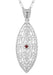 1920's Art Deco Dangling Leaf Filigree Ruby Necklace in Sterling Silver