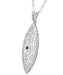 Art Deco Sterling Silver Blue Sapphire Filigree Leaf Necklace