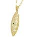 Art Deco Leaf Filigree Emerald Necklace in Yellow Gold Vermeil Over Sterling Silver