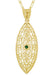 Art Deco Leaf Filigree Emerald Necklace in Yellow Gold Vermeil Over Sterling Silver