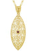 Art Deco Dangling Leaf Filigree Ruby Necklace in Yellow Gold Over Sterling Silver
