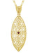 Art Deco Dangling Leaf Filigree Ruby Necklace in Yellow Gold Over Sterling Silver