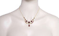 Victorian Bohemian Garnets Teardrop Necklace in Sterling Silver with Yellow Gold Vermeil - 16"