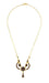 Victorian Bohemian Garnets Teardrop Necklace in Sterling Silver with Yellow Gold Vermeil - 16"