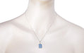 Art Deco Filigree Sky Blue Sun Ray Crystal Pendant Necklace with Sapphire and Diamond in Sterling Silver
