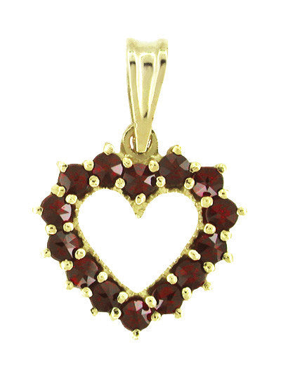 Bohemian Garnet Open Heart Pendant Yellow Gold Vermeil  Over Solid Silver - - 