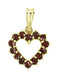 Bohemian Garnet Open Heart Pendant Yellow Gold Vermeil  Over Solid Silver - - 