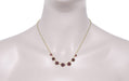 Victorian Bohemian Garnet Floral Necklace in Yellow Gold Vermeil Over Sterling Silver